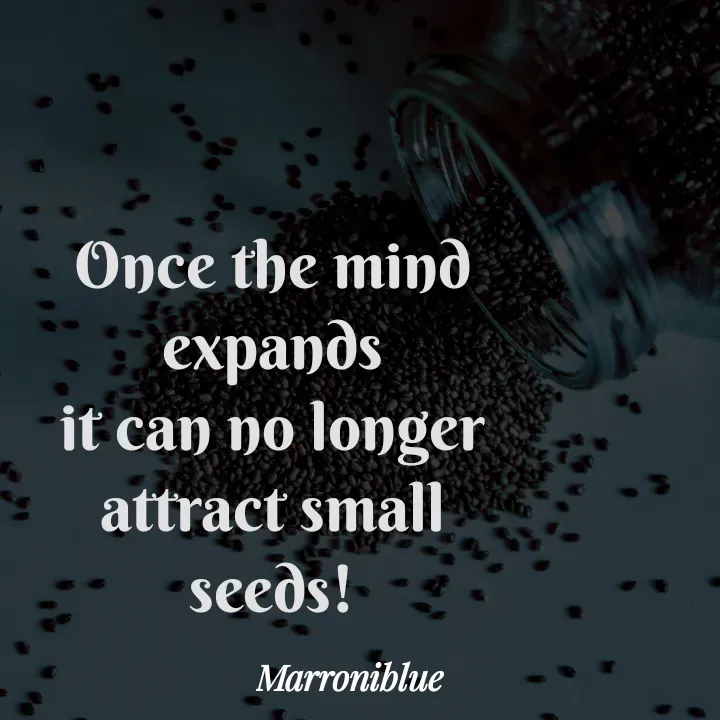 Quote by Marroni Blue - Once the mind expands
it can no longer
attract small seeds! - Made using Quotes Creator App, Post Maker App