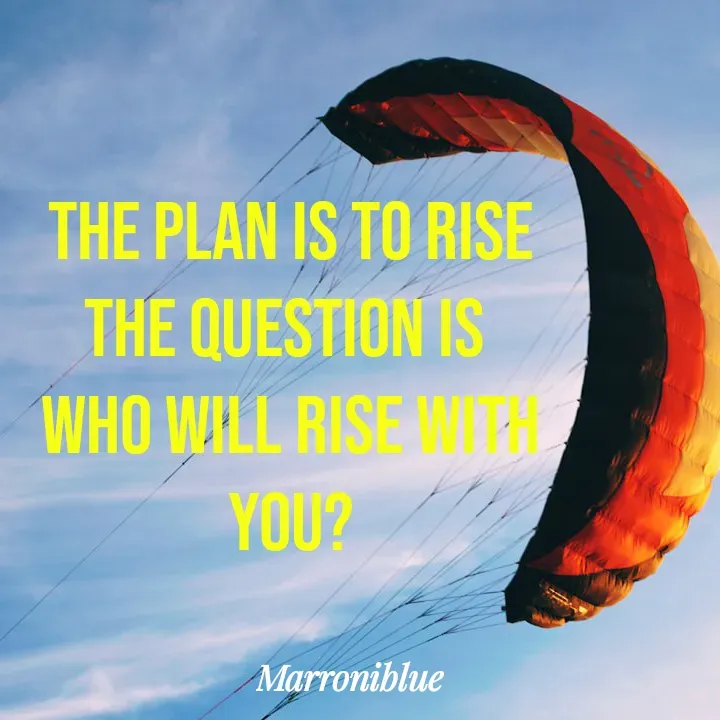 Quote by Marroni Blue - The plan is to rise
the question is 
who will rise with you? - Made using Quotes Creator App, Post Maker App