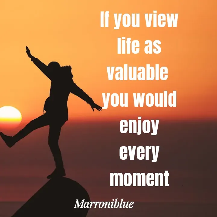 Quote by Marroni Blue - If you view
life as valuable 
you would enjoy
every moment - Made using Quotes Creator App, Post Maker App