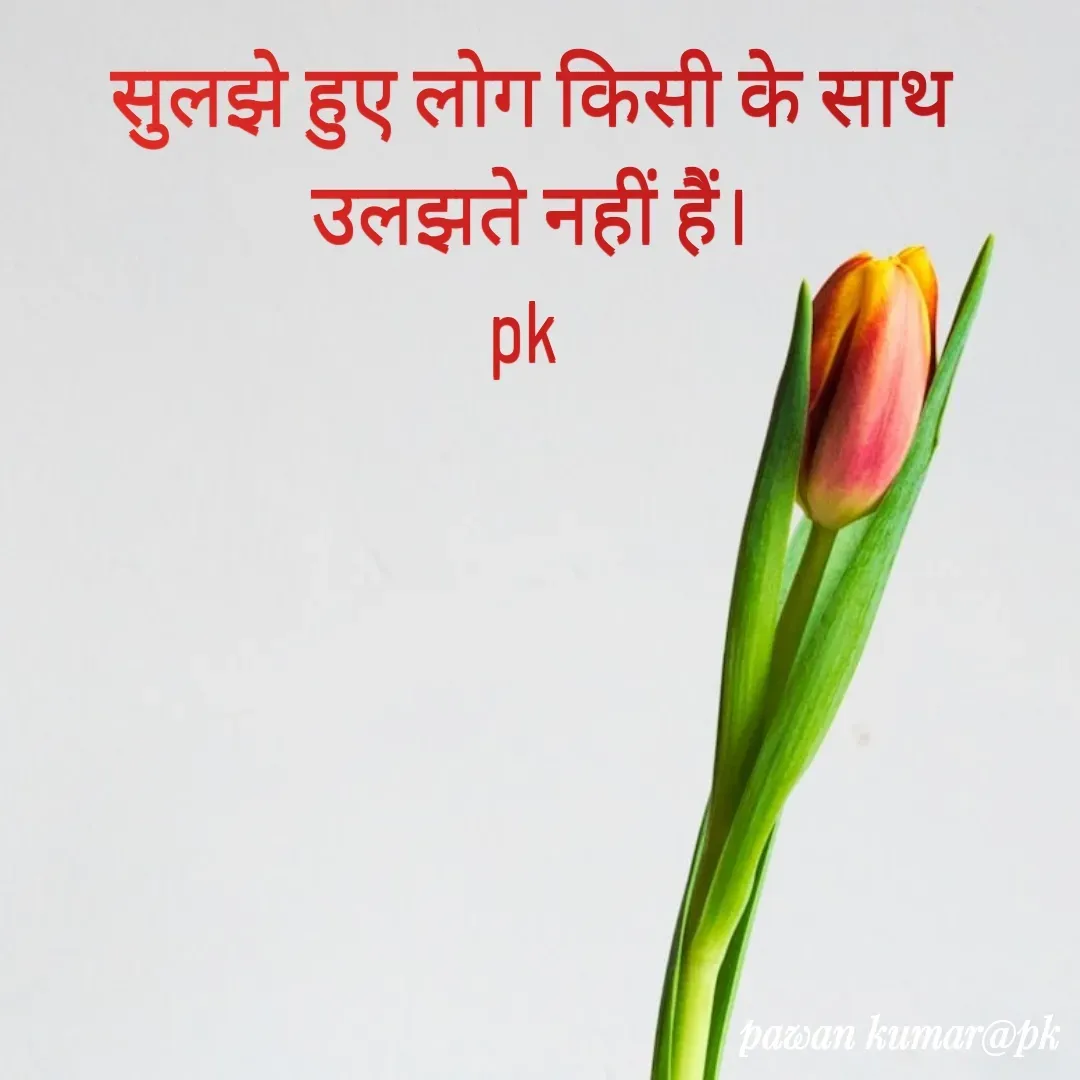 Quote by Pawan Kumar - सुलझे हुए लोग किसी के साथ उलझते नहीं हैं।
pk  - Made using Quotes Creator App, Post Maker App