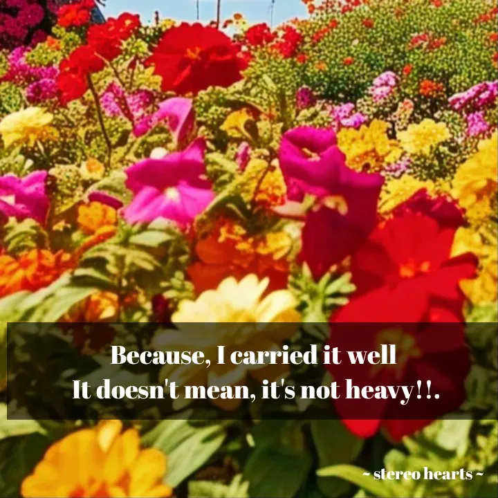 Quote by .. stereo hearts .. - Because, I carried it well 
It doesn't mean, it's not heavy!!. - Made using Quotes Creator App, Post Maker App