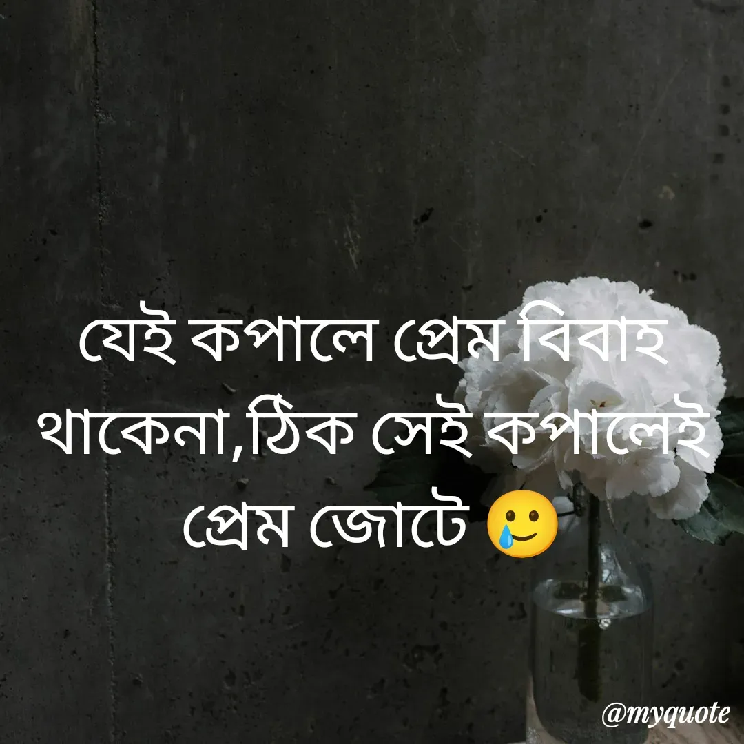 Quote by R J - যেই কপালে প্রেম বিবাহ থাকেনা,ঠিক সেই কপালেই প্রেম জোটে 🥲 - Made using Quotes Creator App, Post Maker App