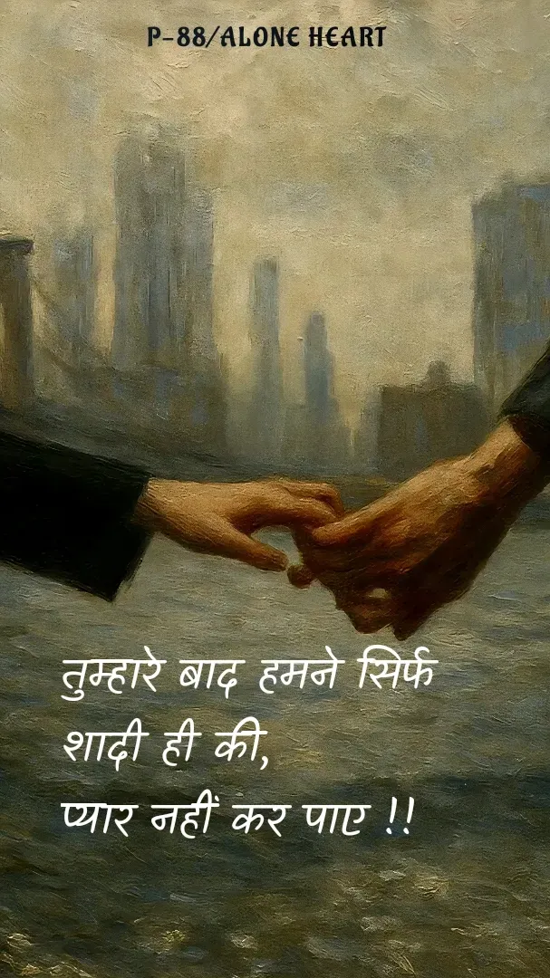 Quote by Alone Heart ✍️✍️ - तुम्हारे बाद हमने सिर्फ 
शादी ही की,
प्यार नहीं कर पाए !!P-88/ALONE HEART  - Made using Quotes Creator App, Post Maker App