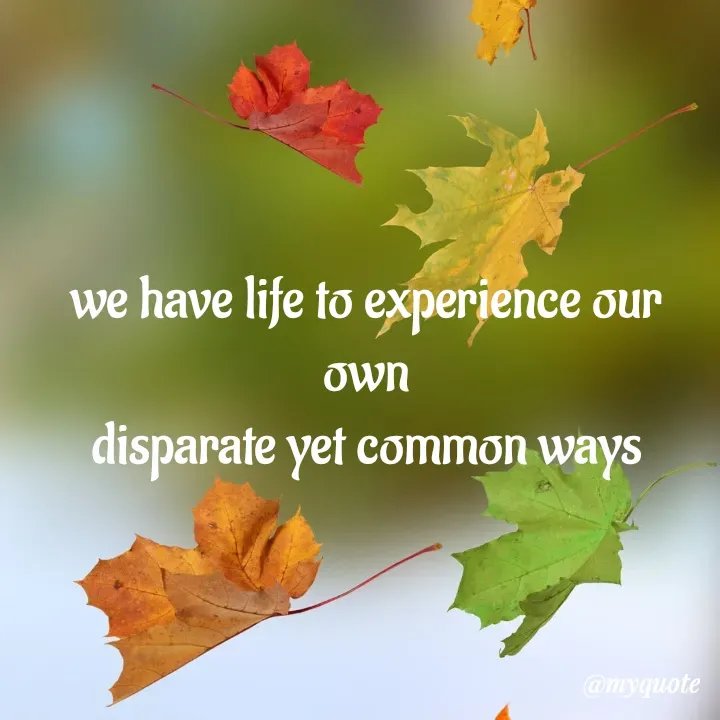 Quote by adriangemini - we have life to experience our own
disparate yet common ways - Made using Quotes Creator App, Post Maker App