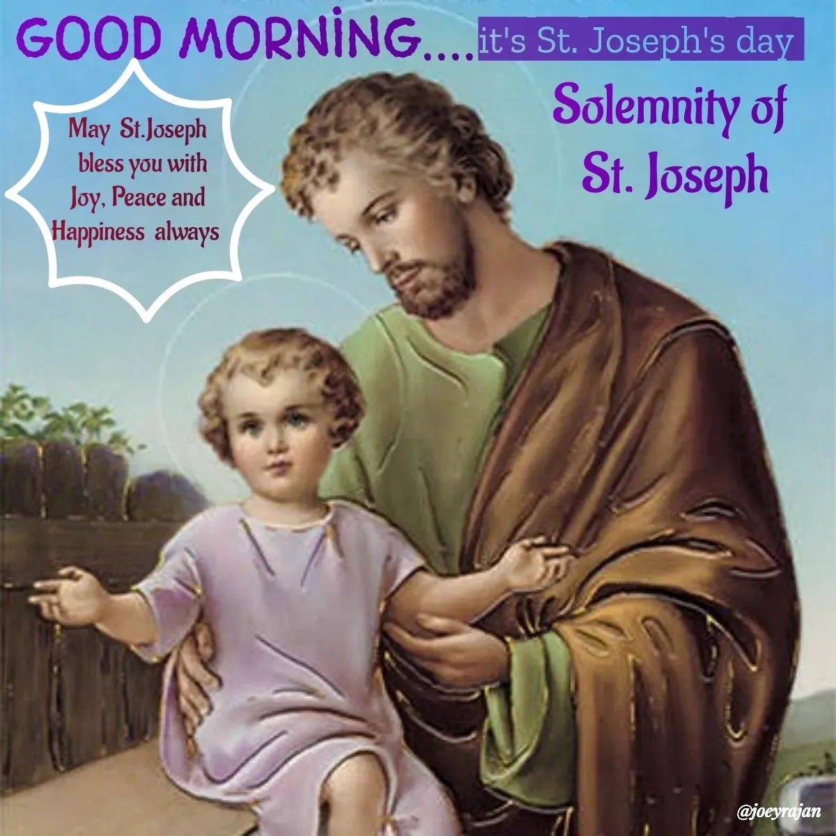 Quote by Joseph Rajan - May  St.Joseph
  bless you with
 Joy, Peace and 
Happiness  always  - Made using Quotes Creator App, Post Maker App
