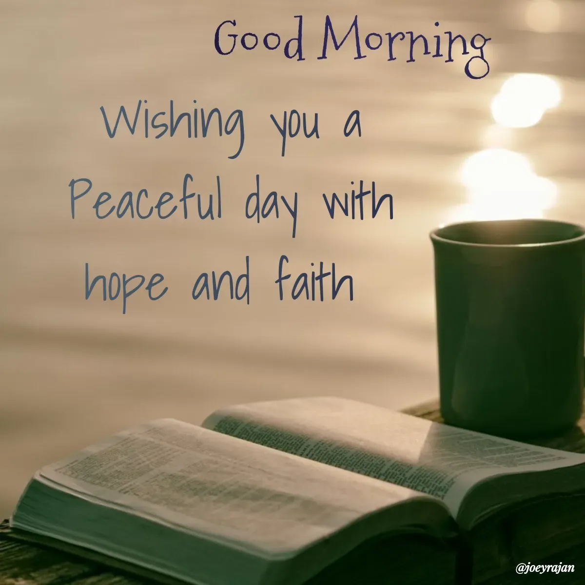 Quote by Joseph Rajan - Wishing you a Peaceful day with hope and faith  - Made using Quotes Creator App, Post Maker App