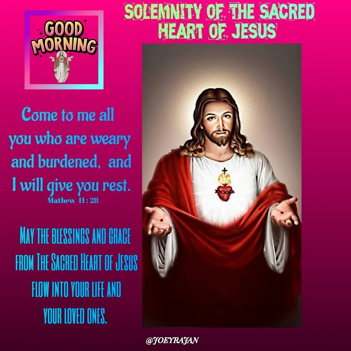 Quote by Joseph Rajan - May the blessings and grace
 from The Sacred Heart of Jesus
  flow into your life and 
your loved ones. - Made using Quotes Creator App, Post Maker App