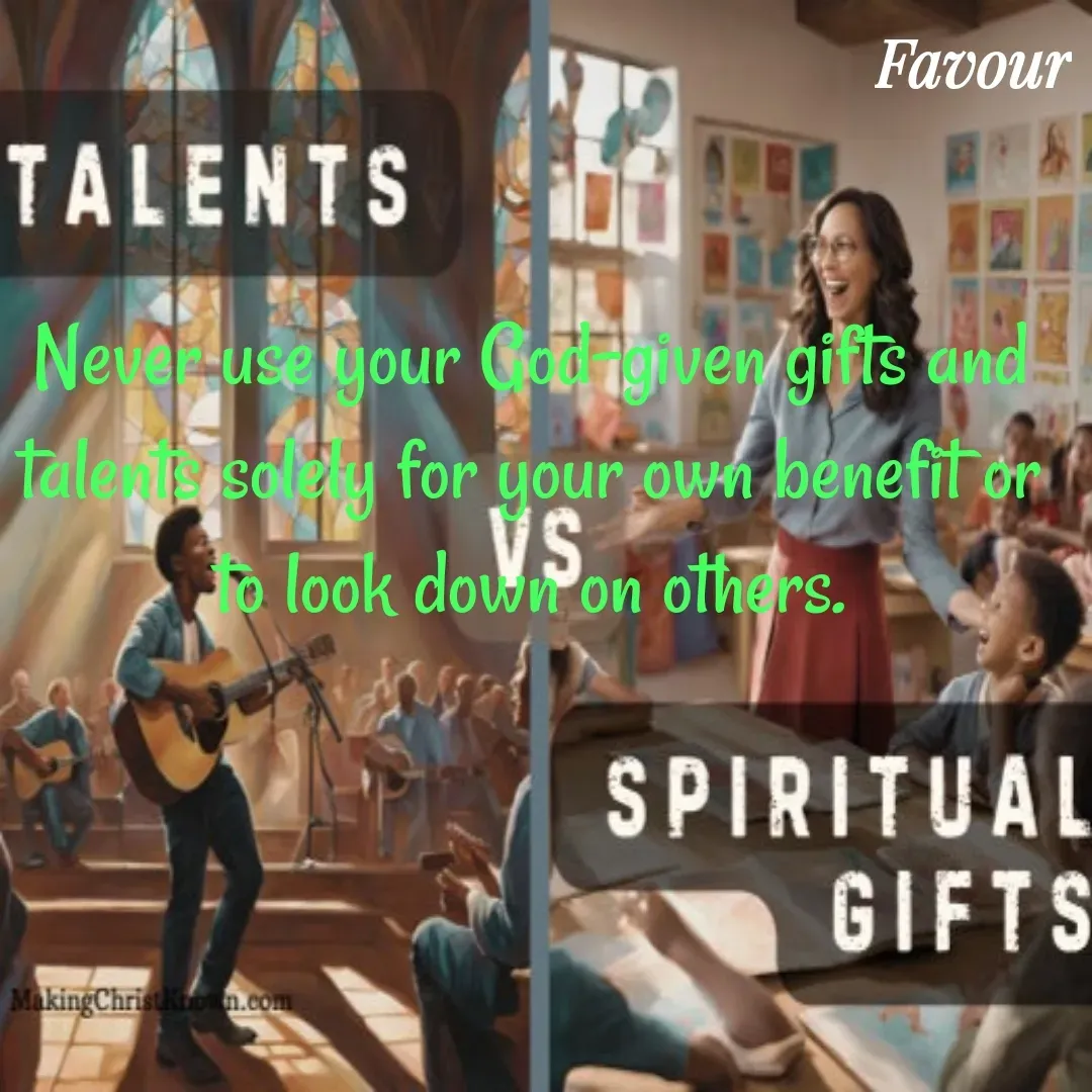 Quote by Favour - Never use your God-given gifts and talents solely for your own benefit or to look down on others. - Made using Quotes Creator App, Post Maker App