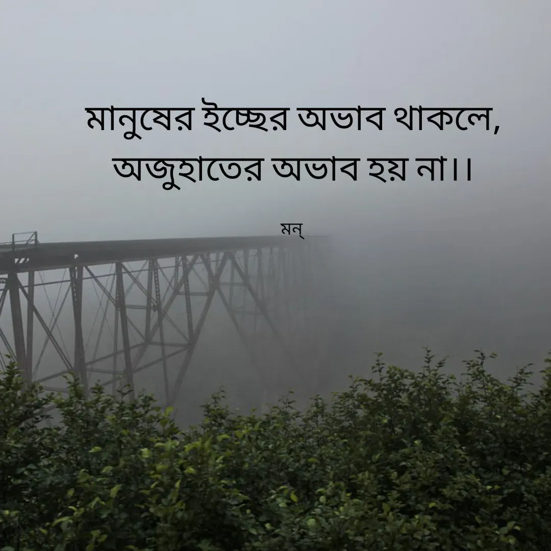 Quote by Mansi (  मन्) - মানুষের ইচ্ছের অভাব থাকলে,
অজুহাতের অভাব হয় না।।

মন্  - Made using Quotes Creator App, Post Maker App