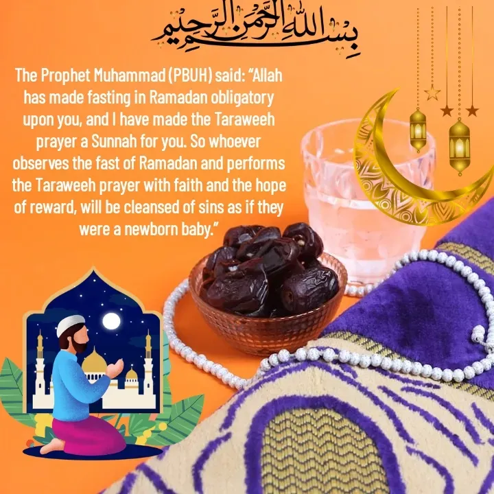 Quote by Imam Al Razi - The Prophet Muhammad (PBUH) said: “Allah has made fasting in Ramadan obligatory upon you, and I have made the Taraweeh prayer a Sunnah for you. So whoever observes the fast of Ramadan and performs the Taraweeh prayer with faith and the hope of reward, will be cleansed of sins as if they were a newborn baby.”
 - Made using Quotes Creator App, Post Maker App