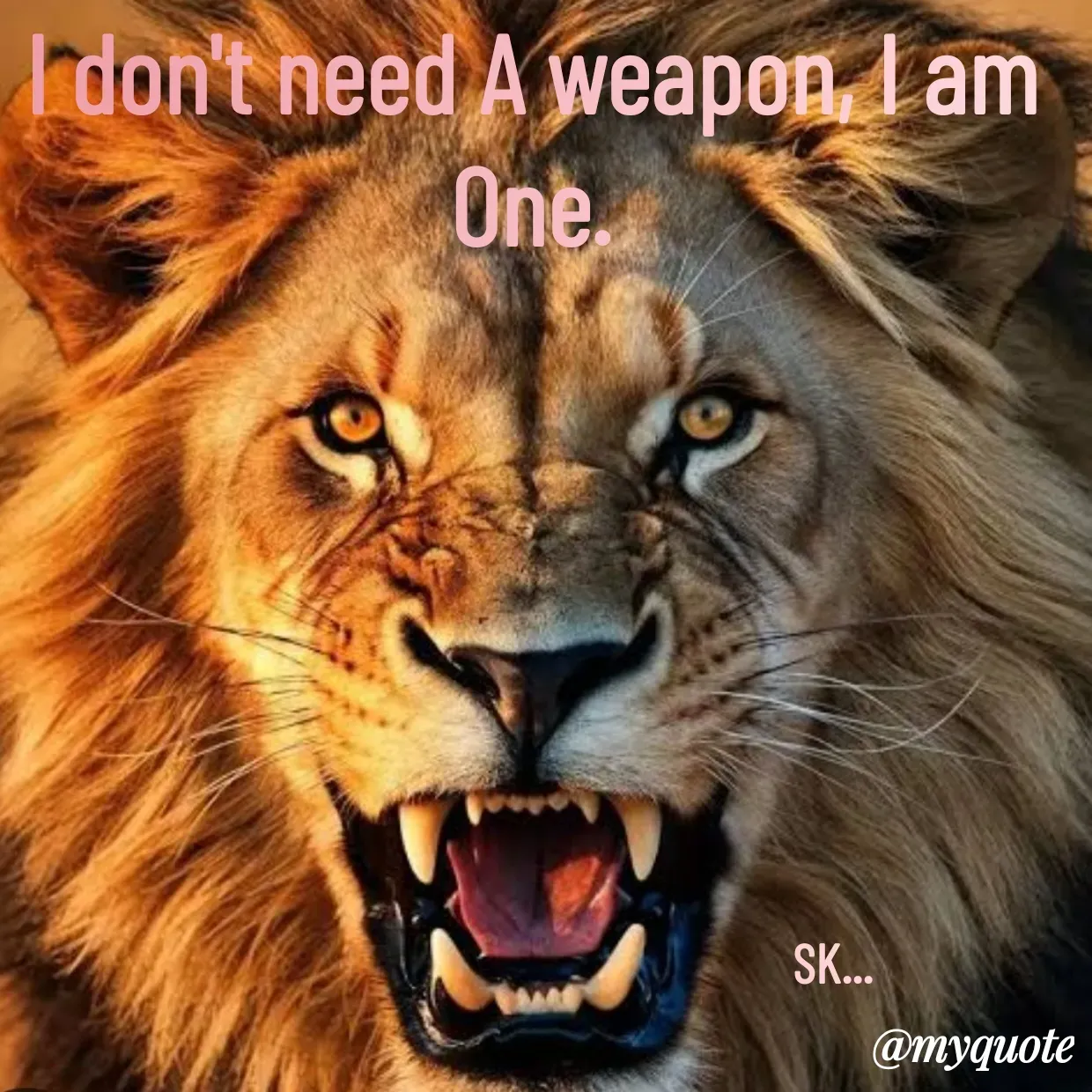 Quote by Surender Kumar - I don't need A weapon, I am One.






                                                         SK... - Made using Quotes Creator App, Post Maker App
