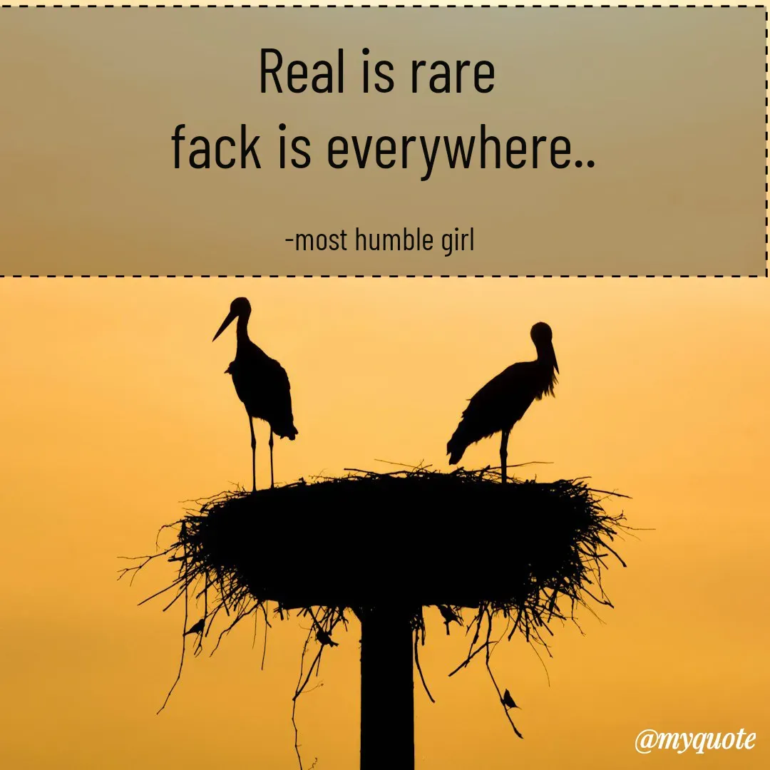 Quote by humble girl - Real is rare 
fack is everywhere..

-most humble girl  - Made using Quotes Creator App, Post Maker App