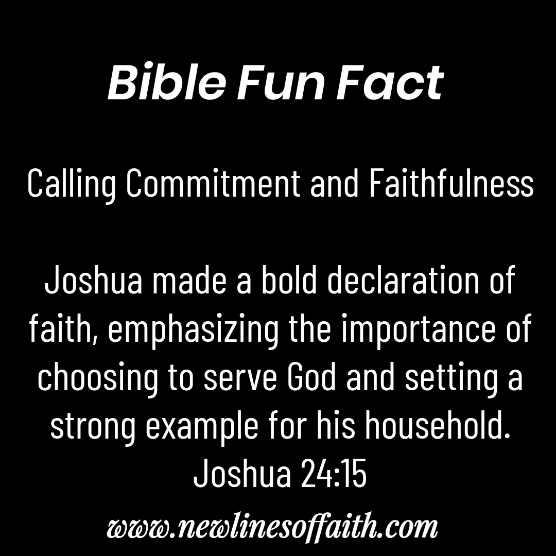 Quote by Glenda Files Durham - Calling Commitment and Faithfulness

Joshua made a bold declaration of faith, emphasizing the importance of choosing to serve God and setting a strong example for his household.
Joshua 24:15 - Made using Quotes Creator App, Post Maker App