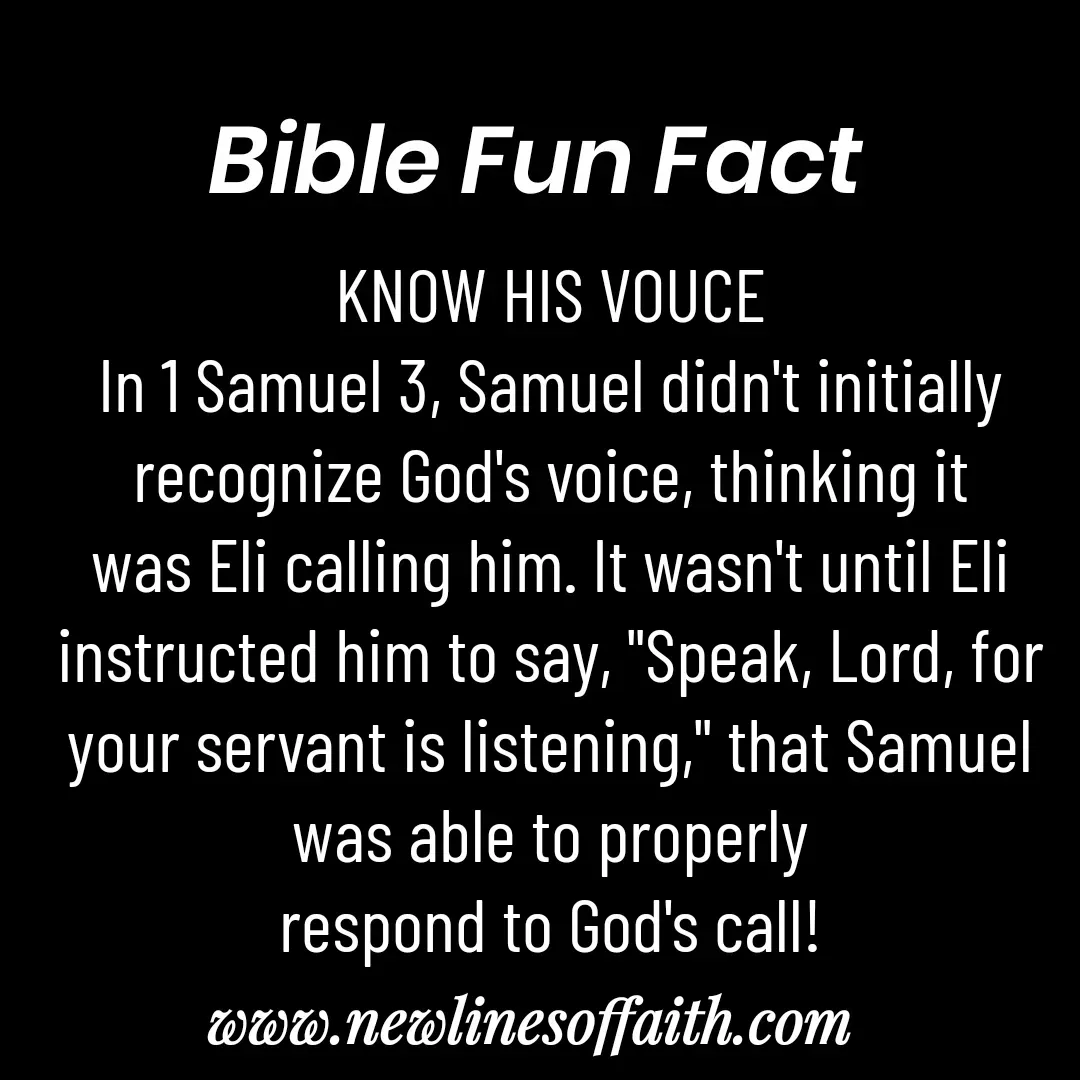 Quote by Glenda Files Durham - KNOW HIS VOUCE
In 1 Samuel 3, Samuel didn't initially recognize God's voice, thinking it was Eli calling him. It wasn't until Eli instructed him to say, "Speak, Lord, for your servant is listening," that Samuel was able to properly
respond to God's call! - Made using Quotes Creator App, Post Maker App