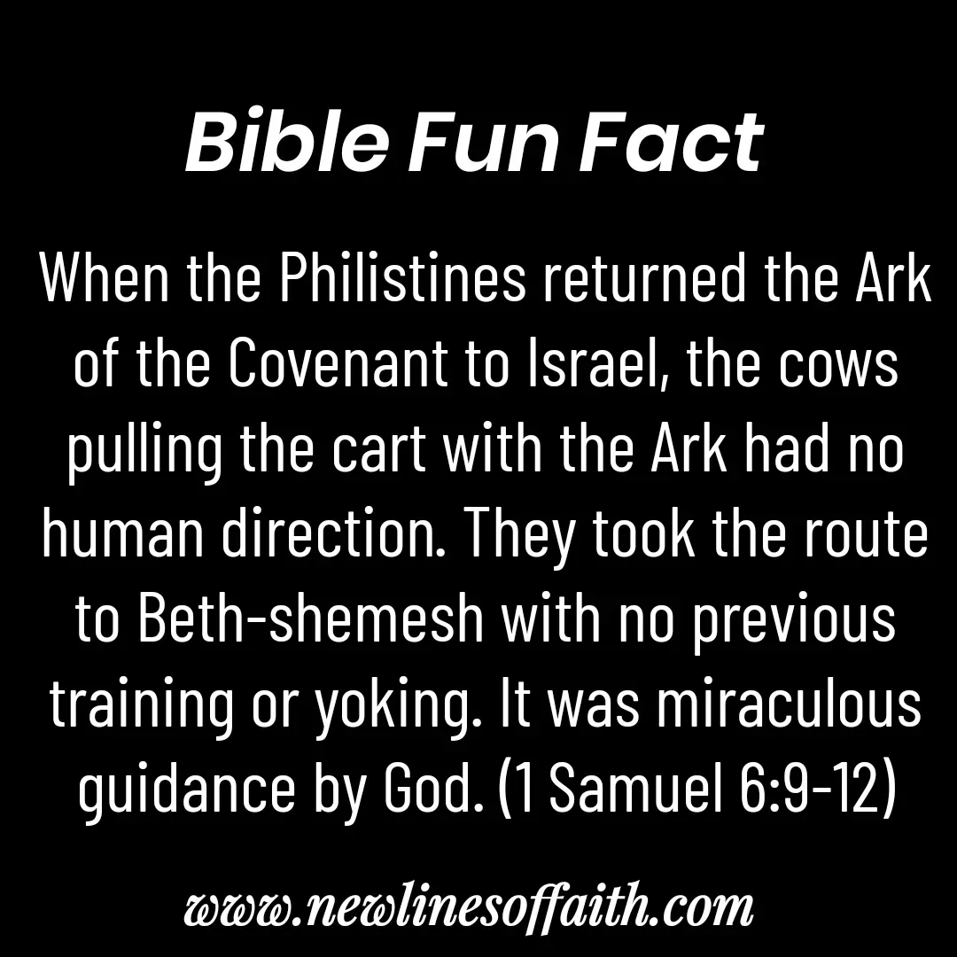 Quote by Glenda Files Durham - When the Philistines returned the Ark of the Covenant to Israel, the cows pulling the cart with the Ark had no human direction. They took the route to Beth-shemesh with no previous training or yoking. It was miraculous guidance by God. (1 Samuel 6:9-12) - Made using Quotes Creator App, Post Maker App