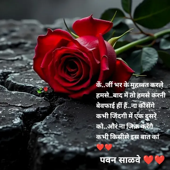 Quote by पवन साळवे - कें..जीं भर के मुहब्बत करले हमसे..बाद में तो हमसे करनी बेवफाई हीं हैं..ना कौसेंगे कभी जिंदगी में एक दुसरे को..औरं ना जिक्र करेंगे कभी किसीसे इस बात कां ❤️❤️ - Made using Quotes Creator App, Post Maker App