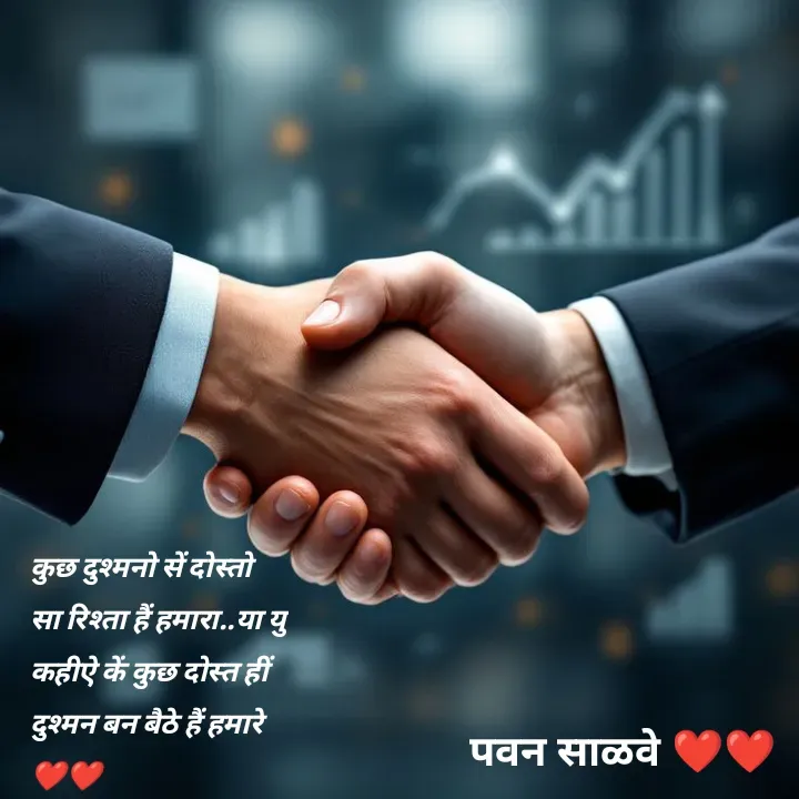 Quote by पवन साळवे - कुछ दुश्मनो सें दोस्तो सा रिश्ता हैं हमारा..या यु कहीऐ कें कुछ दोस्त हीं दुश्मन बन बैठे हैं हमारे ❤️❤️ - Made using Quotes Creator App, Post Maker App