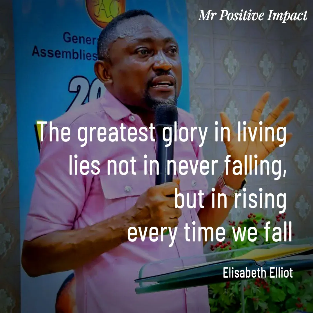 Quote by David Joshua Egbochuo - The greatest glory in living 
lies not in never falling, 
but in rising 
every time we fall

Elisabeth Elliot - Made using Quotes Creator App, Post Maker App