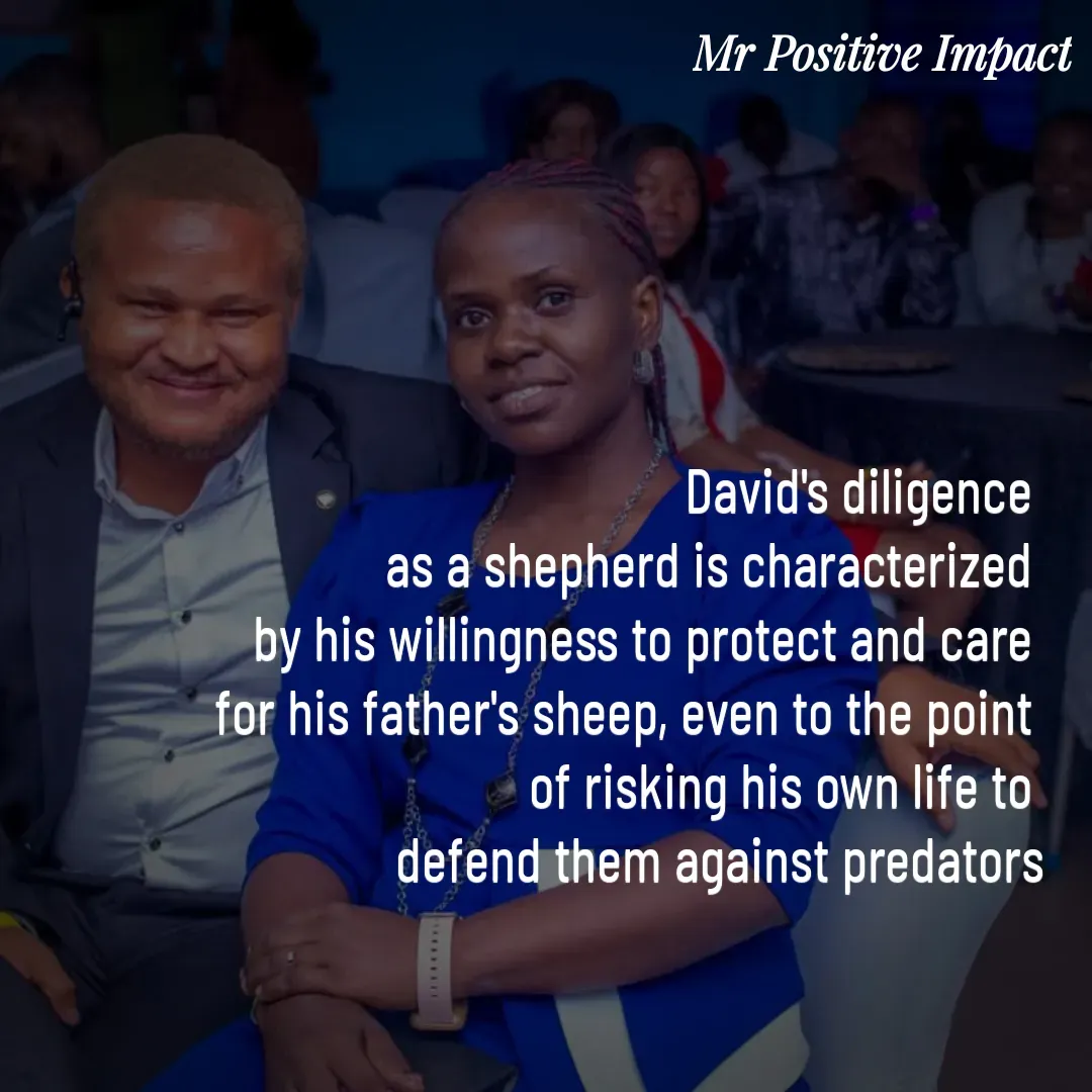 Quote by David Joshua Egbochuo - David's diligence 
as a shepherd is characterized 
by his willingness to protect and care 
for his father's sheep, even to the point 
of risking his own life to 
defend them against predators - Made using Quotes Creator App, Post Maker App