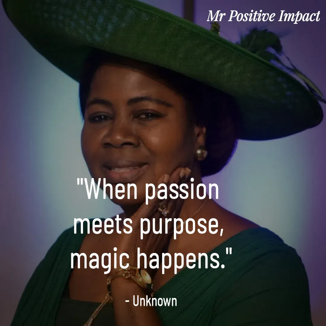 Quote by David Joshua Egbochuo - "When passion 
meets purpose, 
magic happens."

- Unknown - Made using Quotes Creator App, Post Maker App