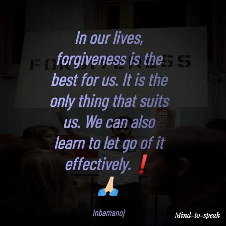 Quote by M.INBA😎☺️❤️ - In our lives, forgiveness is the best for us. It is the only thing that suits us. We can also learn to let go of it effectively.❗
🙏🏻

inbamanoj - Made using Quotes Creator App, Post Maker App